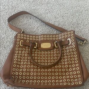 Michael Kors Brown Shoulder Bag with Gold Accents
